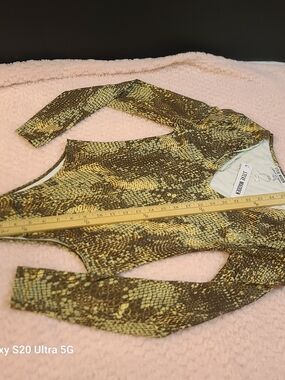 Steve Madden Green and Brown Snake-Print Bodysuit